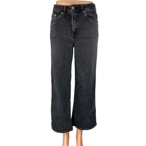 H&M Women's Black High Waisted Straight Wide Leg Baggy Denim Jeans Pants Size 6 - Picture 1 of 5